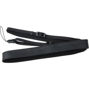 Ricoh GS-3 Two-Point Leather Neck Strap with GR Logo (Black) at PROCAM | procam.com