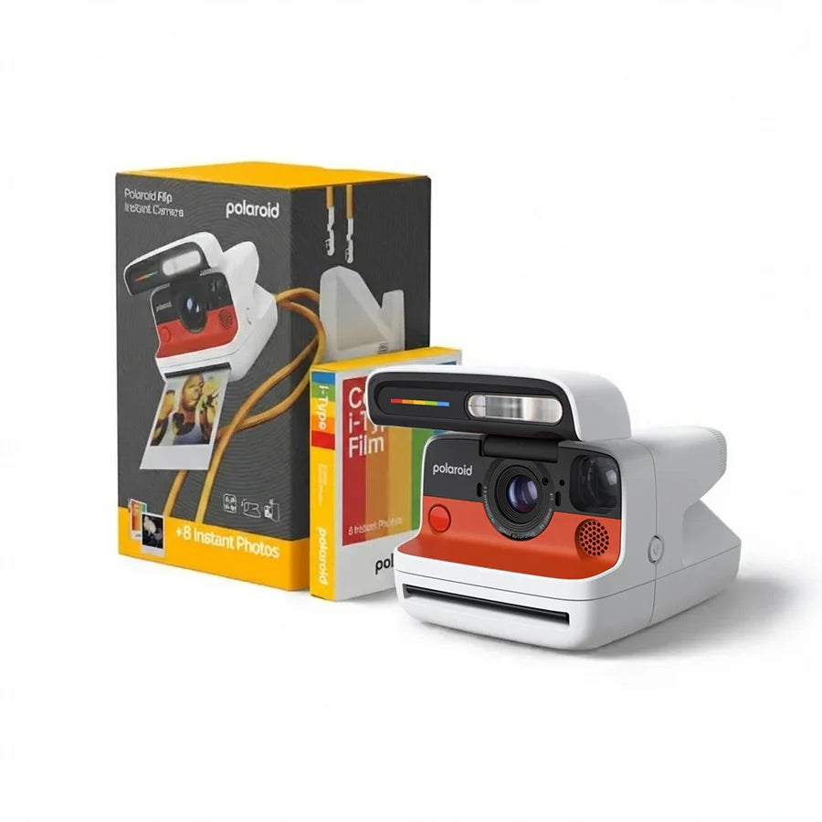 Polaroid Flip Instant Camera (White) + Color Film Bundle (8