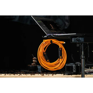 Tether Tools TetherPro Optima USB-C to Right Angle USB-C Cable - 31' (Orange) at PROCAM | procam.com