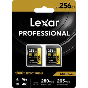 Lexar Professional 1800x UHS-II SDXC Memory Card (GOLD Series) - 256GB (2-Pack) at PROCAM | procam.com