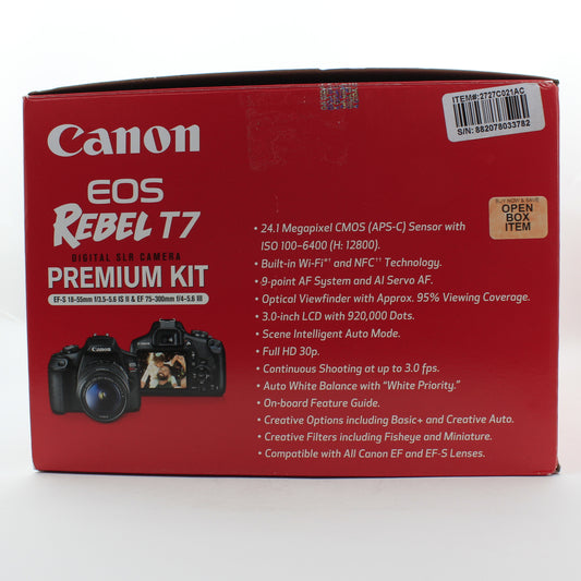 * OPEN BOX GOOD * Canon EOS Rebel T7 DSLR Camera with 18-55mm and 75-300mm Lenses