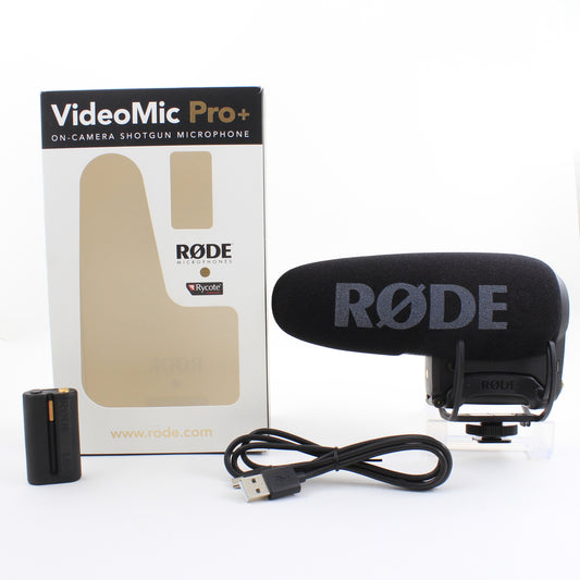 * OPEN BOX EXCELLENT * Rode VideoMic Pro+ with Rycote Lyre Suspension Mount, Digital Switches and Built-In Rechargeable Battery
