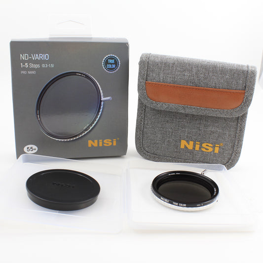 * OPEN BOX EXCELLENT * NiSi 55mm True Color ND-VARIO Pro Nano 1-5 Stop Variable Neutral Density Filter