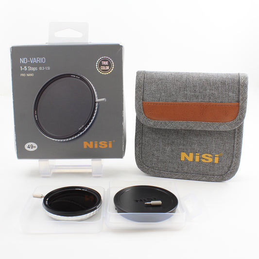 * OPEN BOX EXCELLENT * NiSi 49mm True Color ND-VARIO Pro Nano 1-5 Stop Variable Neutral Density Filter