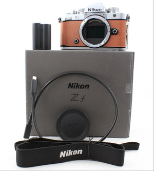 * OPEN BOX GOOD * Nikon Zf Mirrorless Camera (Silver & Cognac Brown) at PROCAM | procam.com