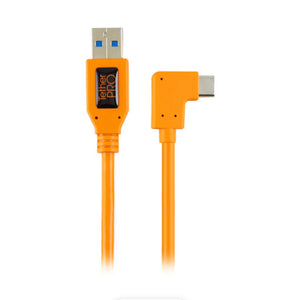Tether Tools 20" TetherPro USB 3.0 Type-A to C Right Angle Adapter Cable (High-Visibilty Orange) at PROCAM | procam.com