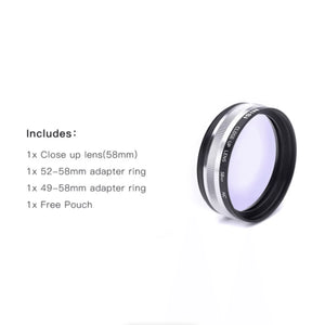 NiSi 58mm Close-Up NC Lens Kit with 49 and 52mm Step-Up Rings at PROCAM | procam.com