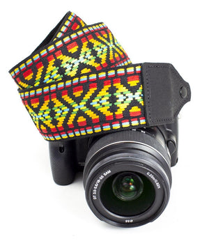 Perri's Leathers Ltd. 2" Jacquard Camera Strap (Hootenanny Red/Yellow/Green) at PROCAM | procam.com