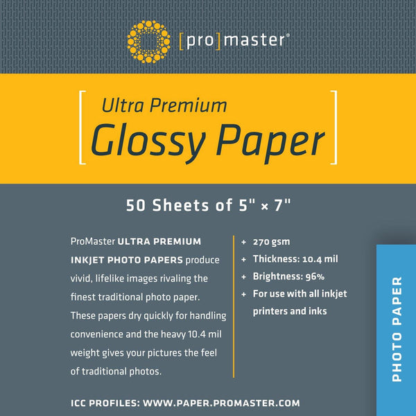 ProMaster Ultra Premium Glossy Paper - 5''x7'' - 50 Sheets | PROCAM