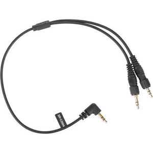 Saramonic SR-C2004 Dual Locking 3.5mm to Right-Angle 3.5mm Output Y-Cable for Two Wireless Receivers (13") at PROCAM | procam.com