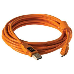 Tether Tools TetherPro USB 2.0 A Male to Micro-B 5-Pin Cable (15', Orange) at PROCAM | procam.com