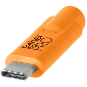 Tether Tools TetherPro USB Type-C Male to 8-Pin Mini-USB 2.0 Type-B Male Cable (15', Orange) at PROCAM | procam.com