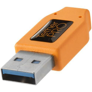 Tether Tools TetherPro USB Type-C Male to USB 3.0 Type-A Male Cable (15', Orange) at PROCAM | procam.com