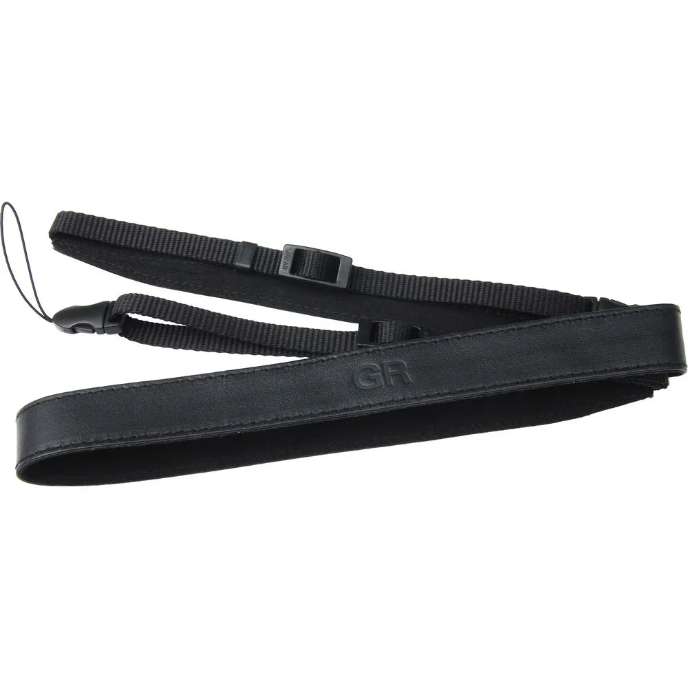 Ricoh GS-3 Two-Point Leather Neck Strap with GR Logo (Black) at PROCAM | procam.com