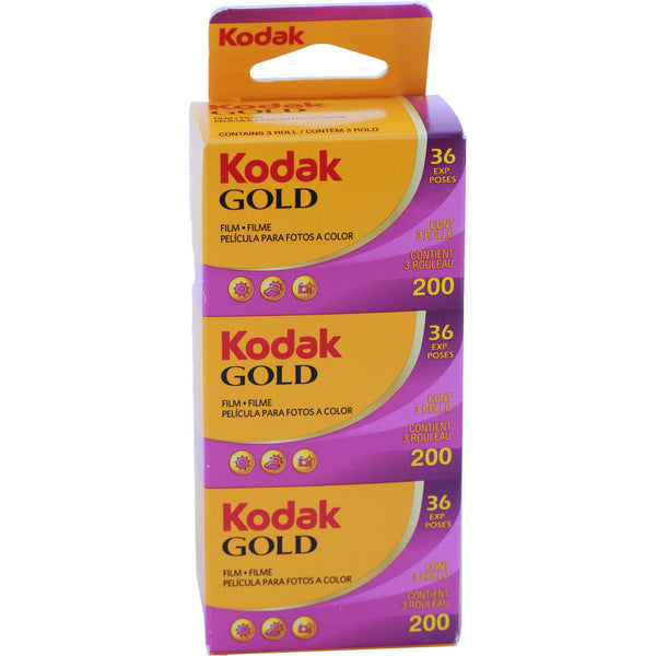 Kodak Gold 200 Color ISO 200 Negative Film (35mm Roll Film, 36 Exposures) - 3 Pack