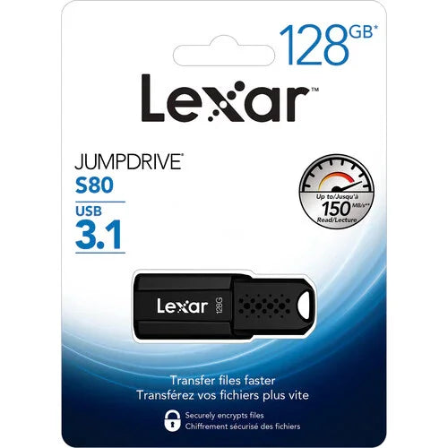 Lexar JumpDrive S80 USB 3.1 Gen 1 Type-A Flash Drive - 128GB at PROCAM | procam.com