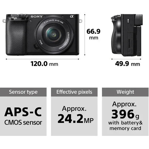 Sony a6100 Mirrorless Camera with PZ 16-50mm II and 55-210mm Lenses at PROCAM | procam.com