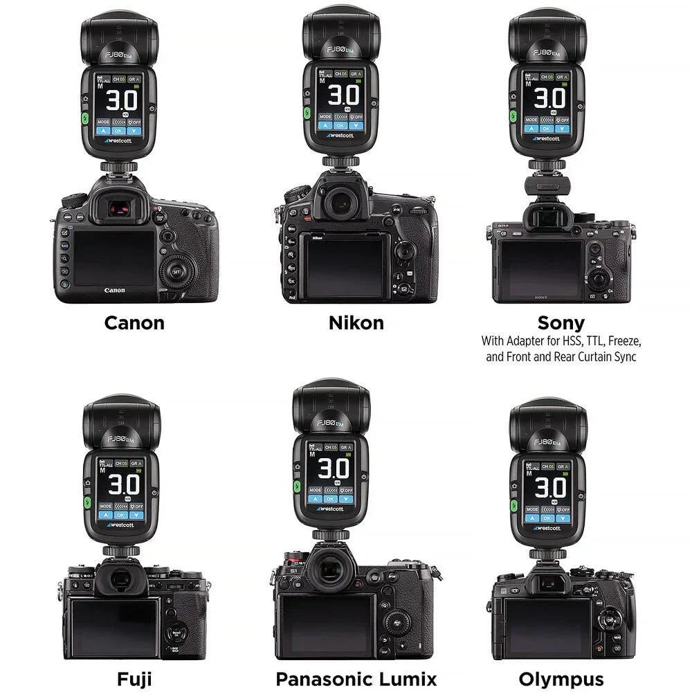 Westcott FJ80 II M Universal Touchscreen 80Ws Speedlight with Adapter for Sony Cameras (V1) at PROCAM | procam.com