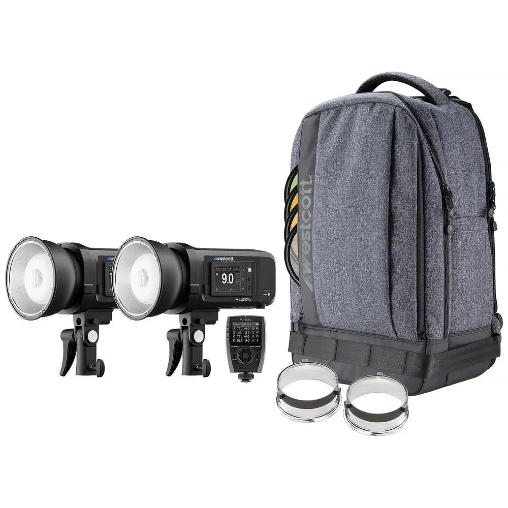 Westcott FJ400 II Strobe 2-Light Backpack Kit w/ FJ-X3 M Universal Wireless Trigger at PROCAM | procam.com
