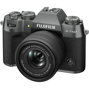 Fujifilm X-T50 Mirrorless Camera with 15-45mm f/3.5-5.6 Lens (Charcoal Silver) at PROCAM | procam.com
