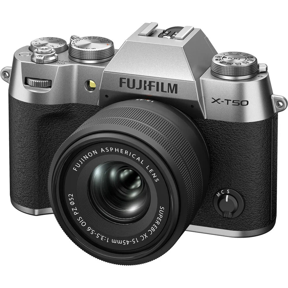Fujifilm X-T50 Mirrorless Camera with 15-45mm f/3.5-5.6 Lens (Silver) at PROCAM | procam.com