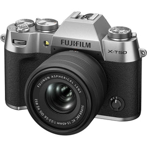 Fujifilm X-T50 Mirrorless Camera with 15-45mm f/3.5-5.6 Lens (Silver) at PROCAM | procam.com