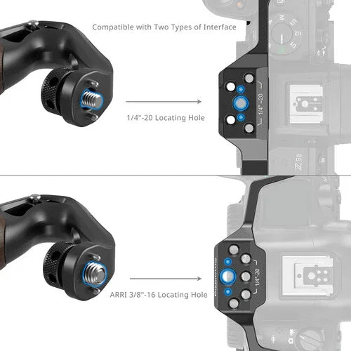 SmallRig Wooden Top Handle with 1/4"-20 & 3/8"-16 Locating Screw at PROCAM | procam.com