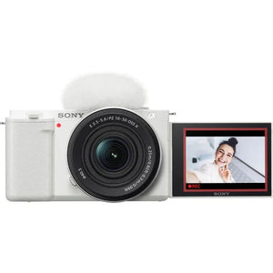 Sony ZV-E10 Mirrorless Camera with PZ 16-50mm f/3.5-5.6 OSS II Lens (White) at PROCAM | procam.com