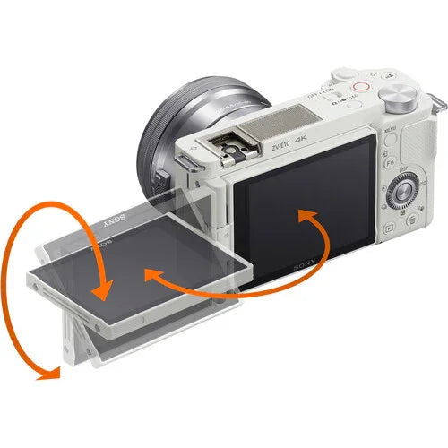 Sony ZV-E10 Mirrorless Camera with PZ 16-50mm f/3.5-5.6 OSS II Lens (White) at PROCAM | procam.com