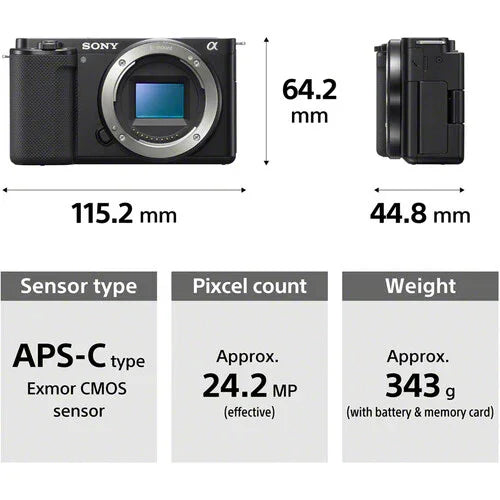 Sony ZV-E10 Mirrorless Camera with PZ 16-50mm f/3.5-5.6 OSS II Lens (Black) at PROCAM | procam.com