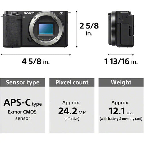 Sony ZV-E10 Mirrorless Camera with PZ 16-50mm f/3.5-5.6 OSS II Lens (Black) at PROCAM | procam.com