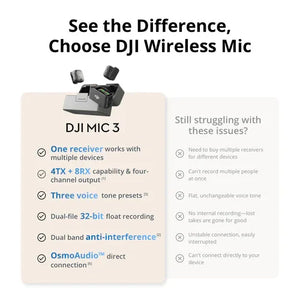 DJI Mic 3 Compact Wireless Microphone System/Recorder for Camera & Smartphone at PROCAM | procam.com
