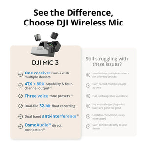 DJI Mic 3 2-Person Compact Wireless Microphone System/Recorder for Camera & Smartphone at PROCAM | procam.com