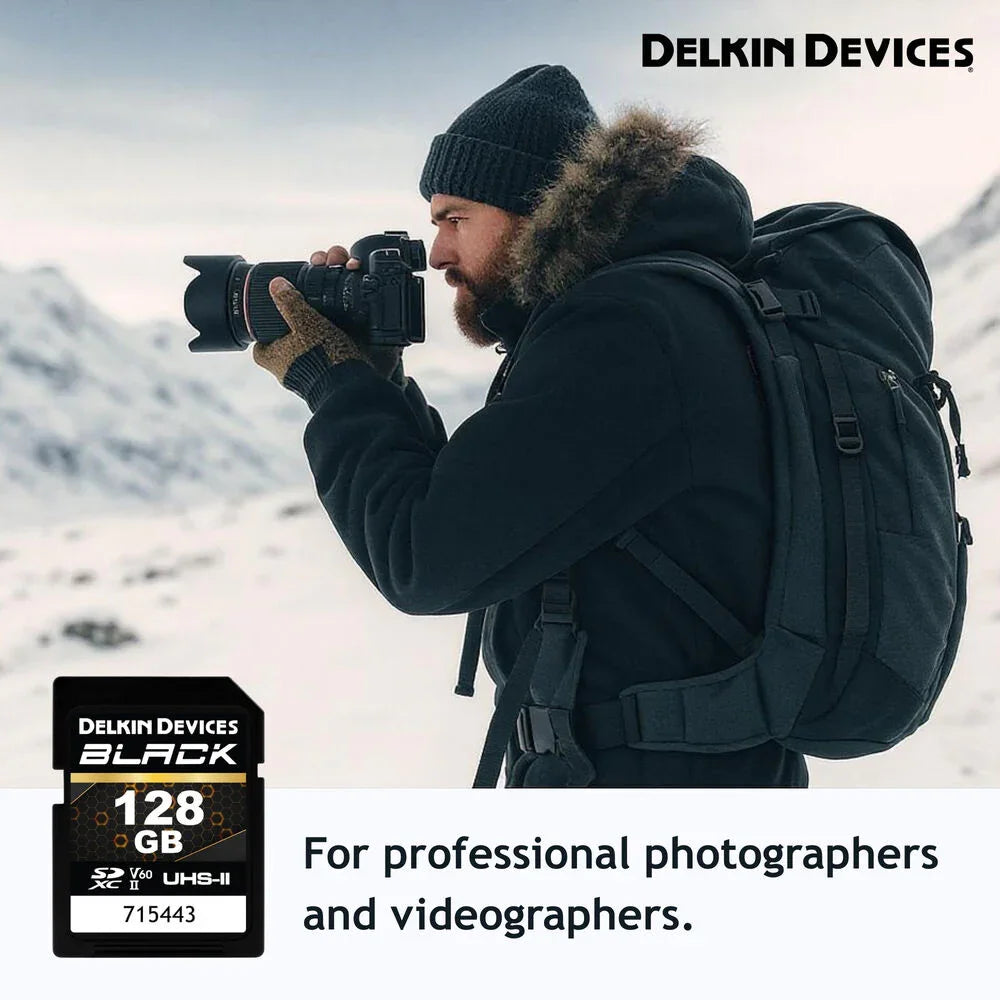 Delkin Devices BLACK UHS-II V60 SDXC Memory Card - 128GB at PROCAM | procam.com