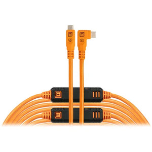 Tether Tools TetherPro Optima USB-C to Right Angle USB-C Cable - 31' (Orange) at PROCAM | procam.com