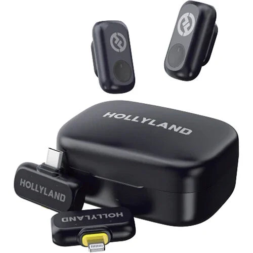 Hollyland LARK A1 Combo 2-Person Wireless Microphone System with USB-C and Lightning Connectors for Mobile Devices (Space Gray, 2.4 GHz) at PROCAM | procam.com