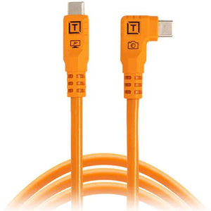 Tether Tools TetherPro Optima USB-C to Right Angle USB-C Cable - 10' (Orange) at PROCAM | procam.com