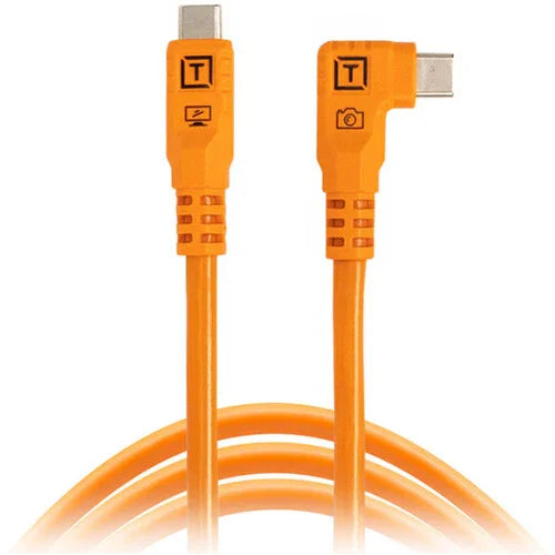Tether Tools TetherPro Optima USB-C to Right Angle USB-C Cable - 10' (Orange) at PROCAM | procam.com