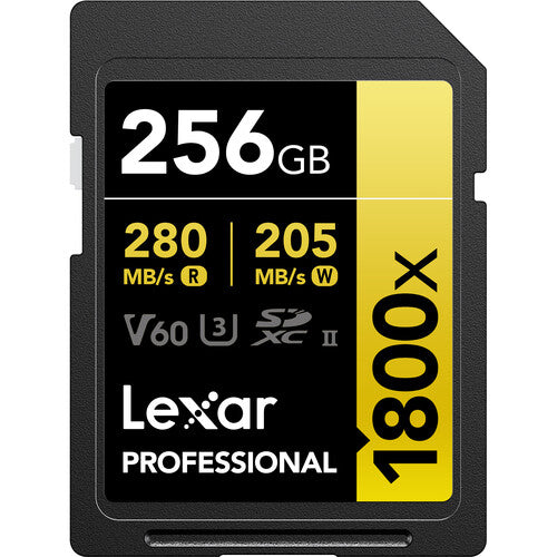 Lexar Professional 1800x UHS-II SDXC Memory Card (GOLD Series) - 256GB (2-Pack)