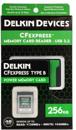 Delkin Devices POWER CFexpress Type B G4 256GB Memory Card & Memory Card Reader Bundle