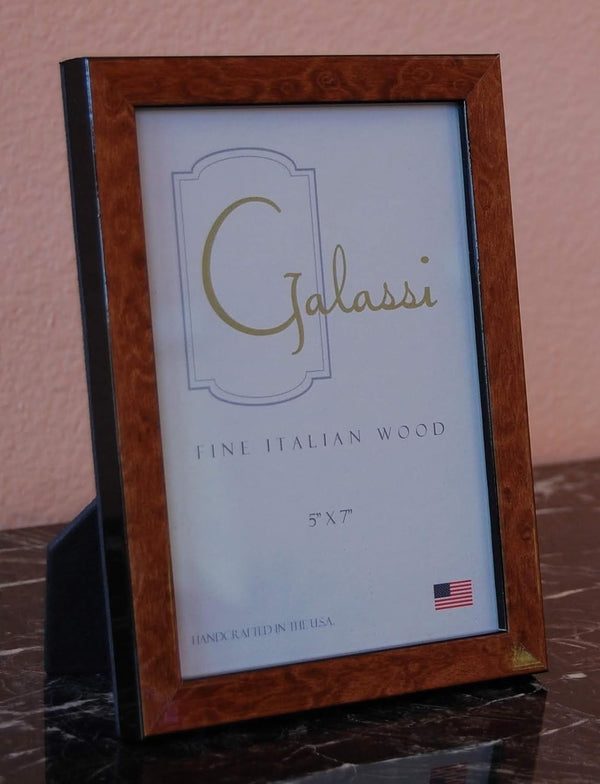 Galassi Italian Wood Photo Frame - Brown Burl - 5x7