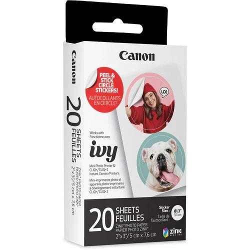 Canon ZINK Pre-Cut Circle Sticker Paper Pack (20 Sheets) at PROCAM | procam.com