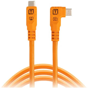 Tether Tools TetherPro Optima USB-C to Right Angle USB-C Cable - 6' (Orange) at PROCAM | procam.com