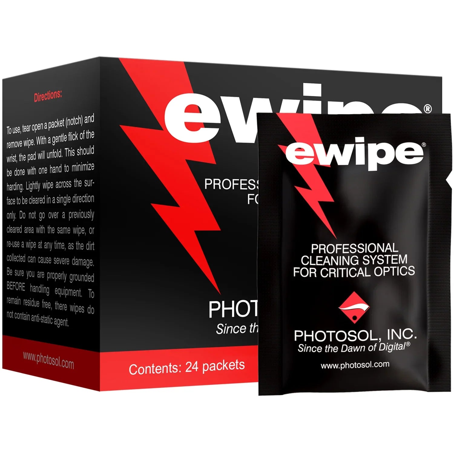 Photographic Solutions E-Wipe Pre-Moistened Optic Pads (24-Pack) at PROCAM | procam.com