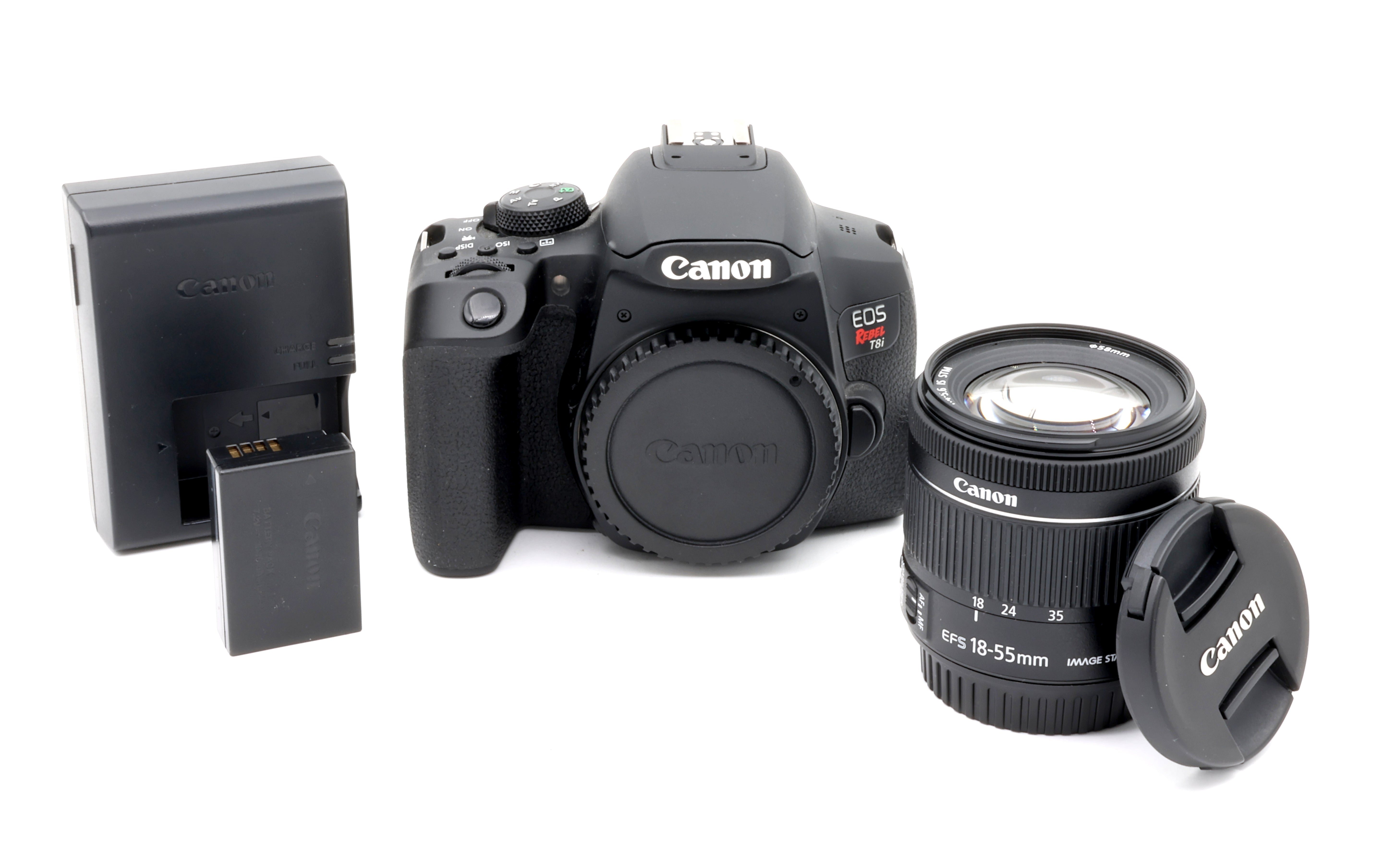 * USED * Canon EOS Rebel T8i DSLR Camera SHUTTER ≤ 3000 with Canon EF-S 18-55mm f/4-5.6 IS STM Lens