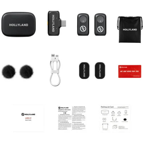 Hollyland LARK A1 Duo 2-Person Wireless Microphone System with USB-C Connector for Mobile Devices (Space Gray, 2.4 GHz) at PROCAM | procam.com