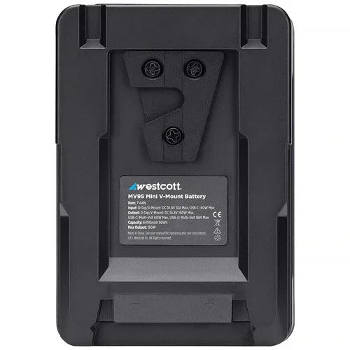 Westcott MV95 Mini V-Mount Battery with USB-C & Charger (14.8V, 95Wh) at PROCAM | procam.com