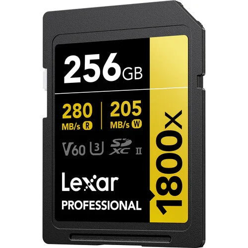 Lexar Professional 1800x UHS-II SDXC Memory Card (GOLD Series) - 256GB (2-Pack) at PROCAM | procam.com