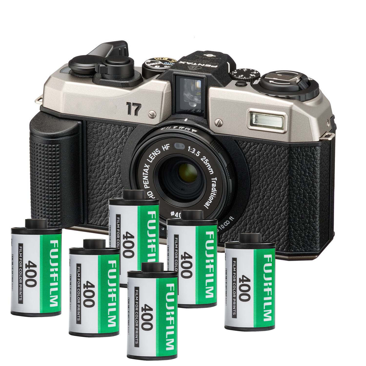 Pentax 17 Half-Frame Film Camera with 6 x Rolls of Fuji 200 35mm Color Film Bundle