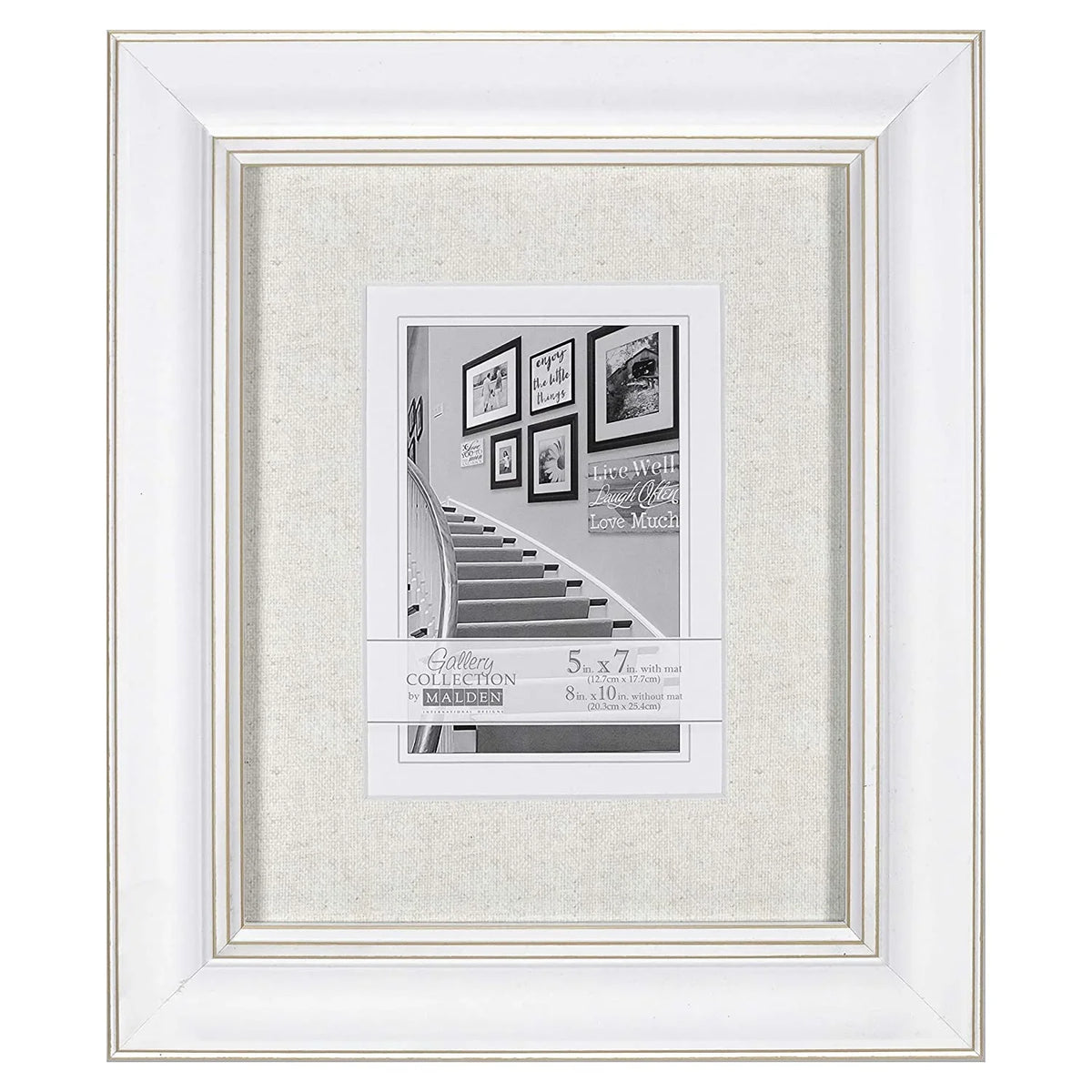 Malden International Designs 2136-57 Barnside Portrait Gallery Textured Mat Picture Frame, 5x7/8x10, White at PROCAM | procam.com